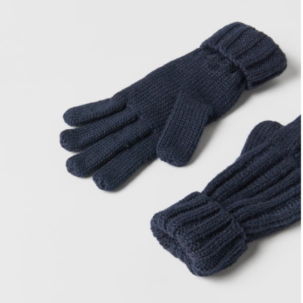 NWT Zara 10-14Y knit gloves navy blue